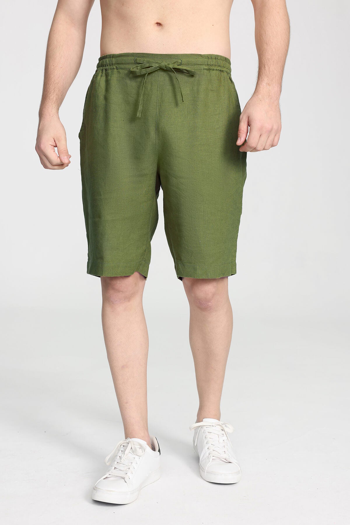 Ecoer- Men's 100% Organic Linen Breathable Shorts Causal Beach